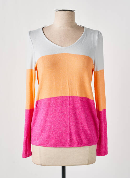 Pull col v manches longues rose STREET ONE femme