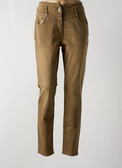 Pantalon slim taille normale taille normale marron GEISHA femme