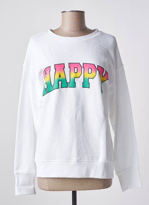 Sweat-shirt blanc HAPPY pour femme