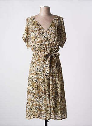 Robe mi-longue imprimé fantaisie manches courtes vert IKKS femme