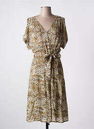 Robe mi-longue imprimé fantaisie manches courtes vert IKKS femme