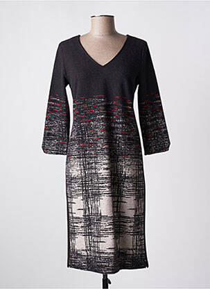 Robe mi-longue manches 3/4 manches 3/4 gris LA FEE MARABOUTEE femme