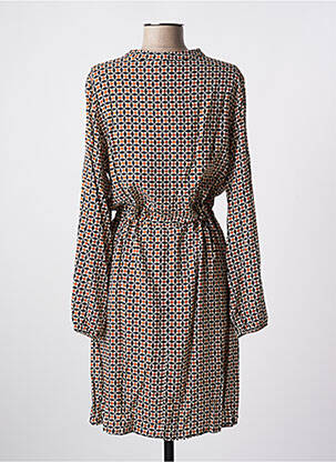 Robe mi-longue coupe fluide manches longues marron LA FEE MARABOUTEE femme