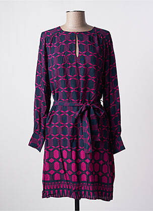 Robe mi-longue imprimé fantaisie manches longues violet LA FEE MARABOUTEE femme