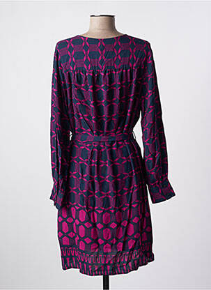 Robe mi-longue coupe fluide manches longues violet LA FEE MARABOUTEE femme