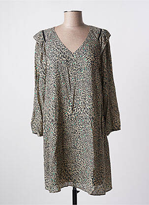 Robe courte coupe fluide manches longues beige ONE STEP femme