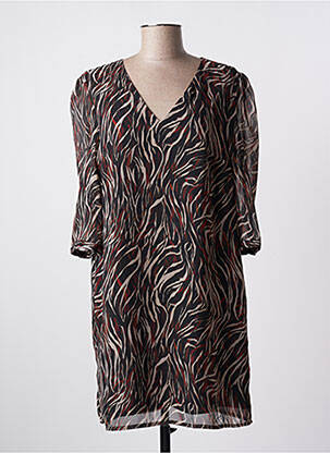 Robe courte coupe fluide manches 3/4 noir IKKS femme