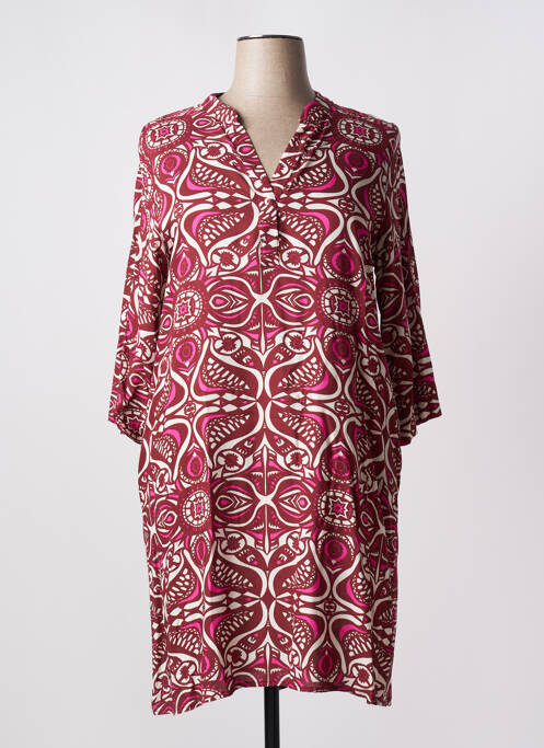 Robe mi-longue coupe fluide manches 3/4 rouge LA FEE MARABOUTEE femme