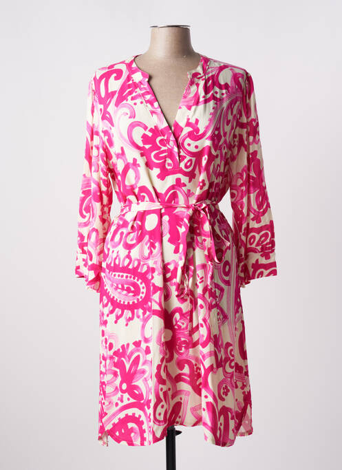 Robe mi-longue rose LA FEE MARABOUTEE pour femme