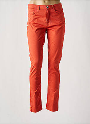 Pantalon slim tissage popeline taille normale orange TBS femme