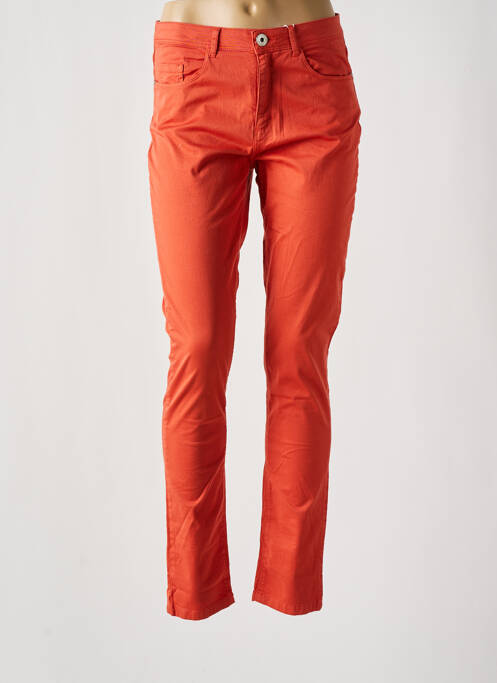 Pantalon slim tissage popeline taille normale orange TBS femme