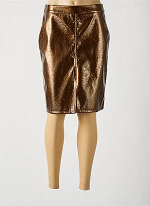 Jupe mi-longue taille à pinces marron VIE TA VIE femme