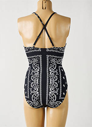 Maillot de bain 1 pièce effet matière satinée haut soutien-gorge avec mousse de rembourrage amovible noir DAG ADOM femme