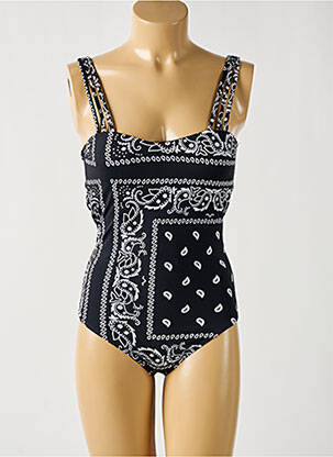 Maillot de bain 1 pièce effet matière satinée haut soutien-gorge moulé noir DAG ADOM femme