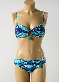 Maillot de bain 2 pièces stretch haut soutien-gorge balconnet bleu DAG ADOM femme
