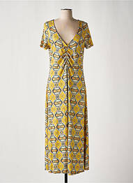 Robe longue imprimé fantaisie manches courtes jaune SURKANA femme