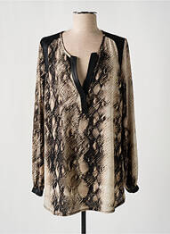 Top imprimé fantaisie manches longues beige LAUREN VIDAL femme