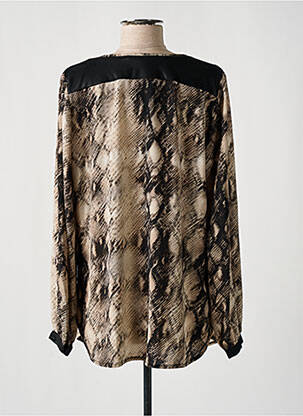 Top imprimé fantaisie manches longues beige LAUREN VIDAL femme