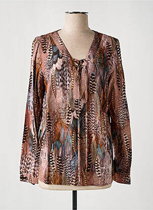 Top imprimé fantaisie manches longues marron JULIE GUERLANDE femme