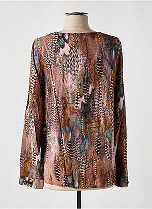 Top imprimé fantaisie manches longues marron JULIE GUERLANDE femme
