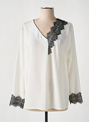 Top tissage crêpe manches longues beige POUSSIERE D'ETOLE femme