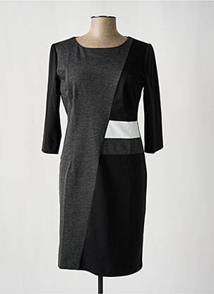 Robe mi-longue imprimé fantaisie manches longues gris POUSSIERE D'ETOLE femme