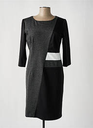 Robe mi-longue imprimé fantaisie manches longues gris POUSSIERE D'ETOLE femme