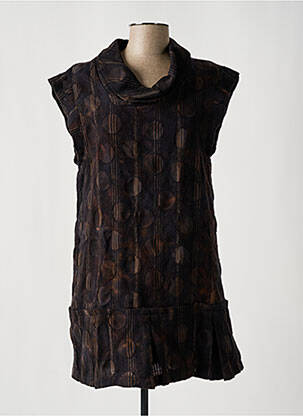 Robe mi-longue sans manche sans manche marron FLEUR DE SEL femme