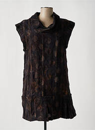 Robe mi-longue sans manche sans manche marron FLEUR DE SEL femme