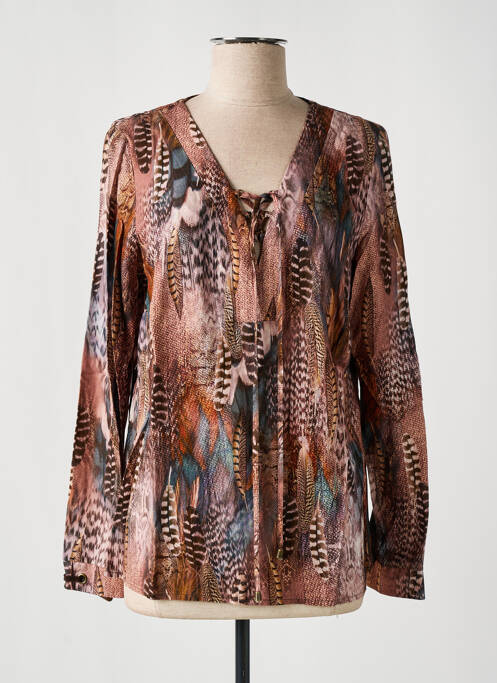 Top imprimé fantaisie manches longues marron JULIE GUERLANDE femme