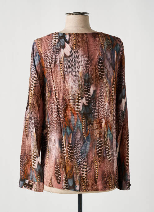 Top imprimé fantaisie manches longues marron JULIE GUERLANDE femme