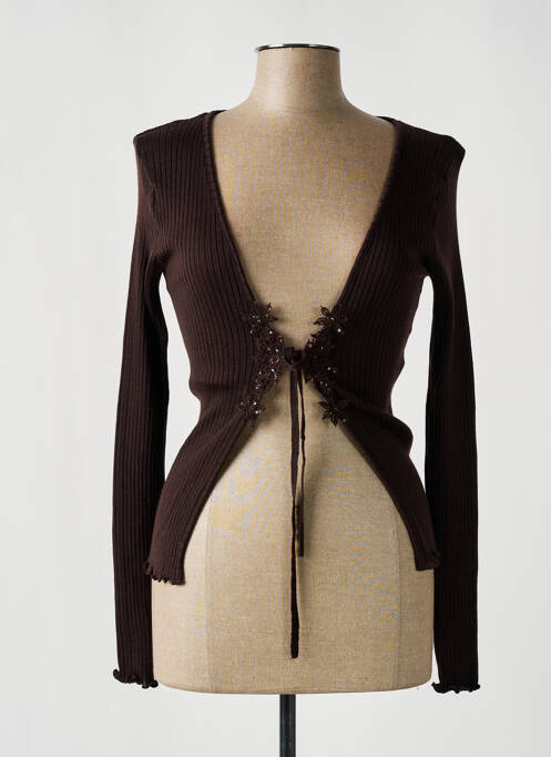 Gilet manches longues marron OSCALITO pour femme