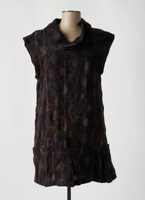 Robe mi-longue marron FLEUR DE SEL pour femme