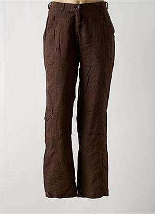 Pantalon droit tissage crêpe taille normale marron COCO MENTHE femme