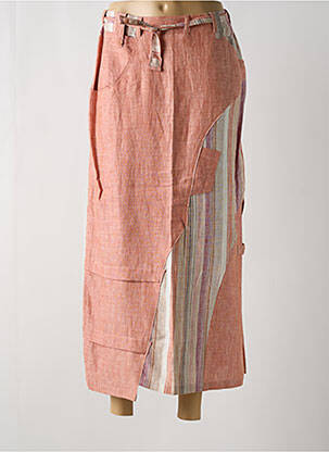 Jupe longue tissage crêpe orange UN POINT C EST TOUT femme