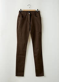 Pantalon slim stretch taille haute marron FLEUR DE SEL femme