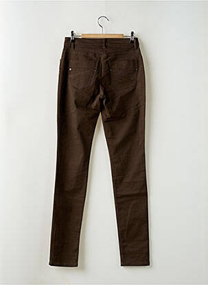 Pantalon slim stretch taille haute marron FLEUR DE SEL femme