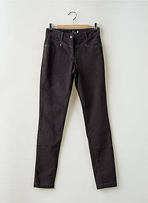 Pantalon slim tissage popeline taille haute gris PAUL BRIAL femme