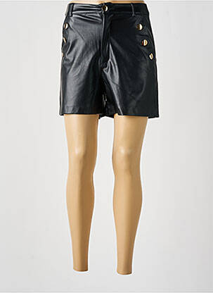 Short tissage simili-cuir taille haute noir SOFTY femme