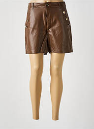Short taille à pinces taille haute marron SOFTY femme