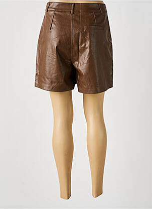 Short tissage simili-cuir taille haute marron SOFTY femme