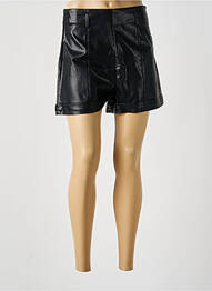 Short tissage simili-cuir taille haute noir ELLI WHITE femme