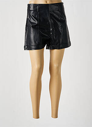 Short tissage simili-cuir taille haute noir ELLI WHITE femme