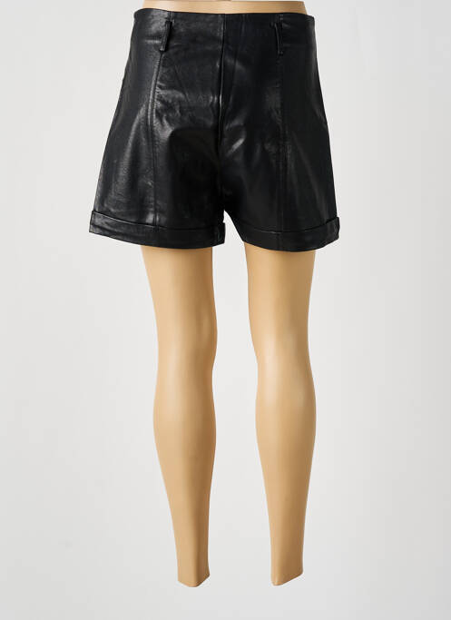 Short tissage simili-cuir taille haute noir ELLI WHITE femme