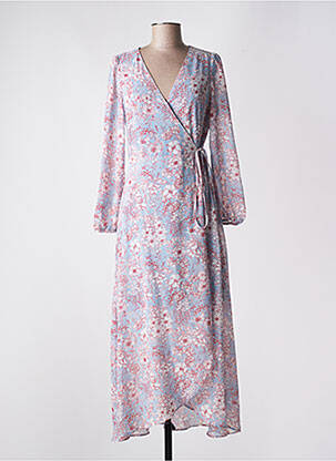 Robe longue manches longues manches longues bleu MAJOLICA femme