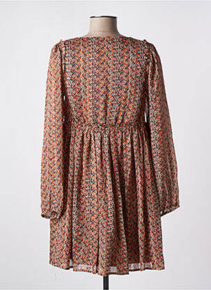 Robe courte coupe évasée manches longues marron MOLLY BRACKEN femme