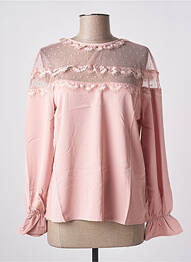 Blouse fermeture boutonnée au dos manches longues rose UNIKA femme