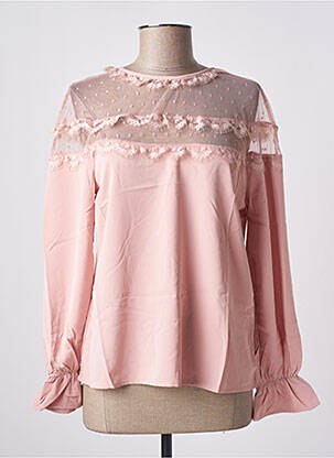 Blouse fermeture boutonnée au dos manches longues rose UNIKA femme