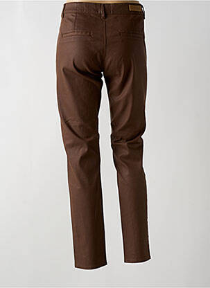 Pantalon chino fermeture zippée sous rabat boutonné taille normale marron HAPPY femme