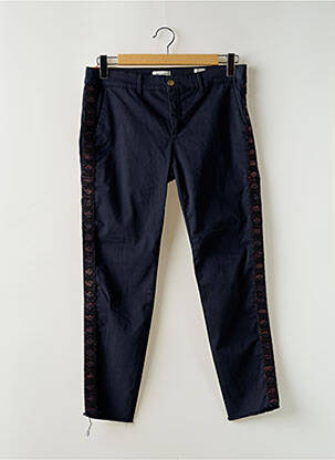 Pantalon chino broderie galons latéraux taille normale bleu HAPPY femme